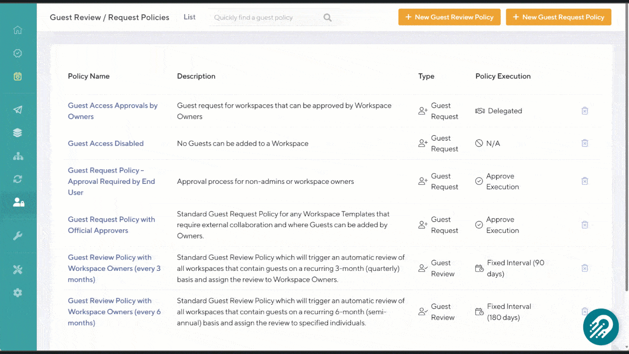 GIF of a brief click-through of a Guest Request policy in Orchestry